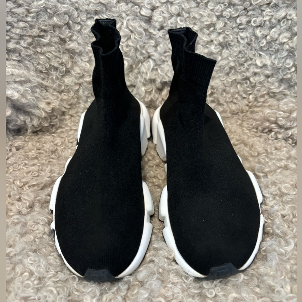Balenciaga Speed Graffiti Sneakers - black and white - retail for $1200